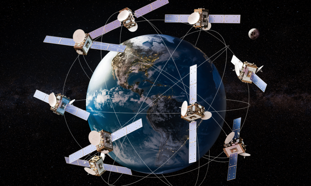Satellite De Pointe Transmettant Des Données De Navigation à Un